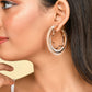 VOJ Women Gold-Polished Studded Beads Stainless Steel Double Circular Hoop Earrings - Swadesiicart