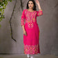 Juniper Women's Pink Thread Embroidered Liva Rayon Kurta With Sequins & Beads - Swadesiicart