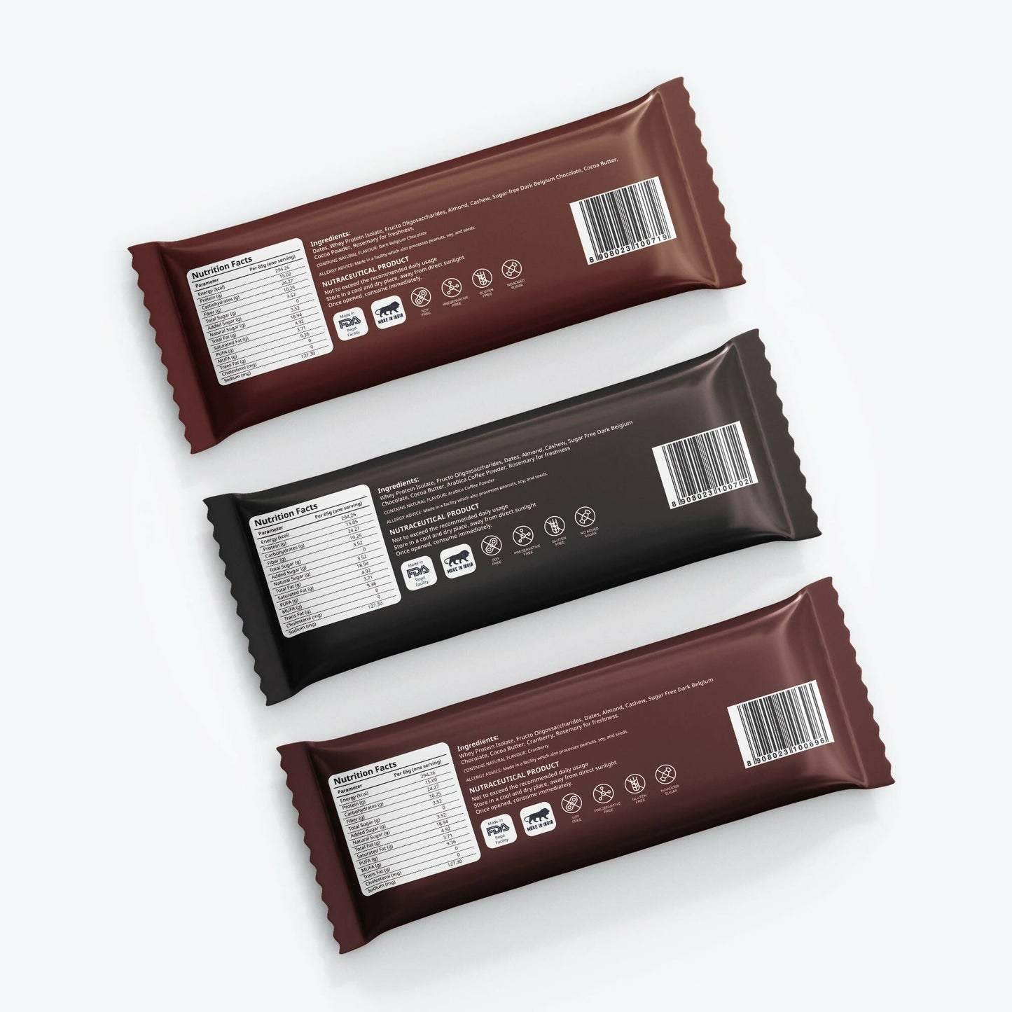 Miduty by Palak Notes Protein Bars Combo (Belgium Chocolate, Arabica Coffee and Cranberry) | Swadesiicart
