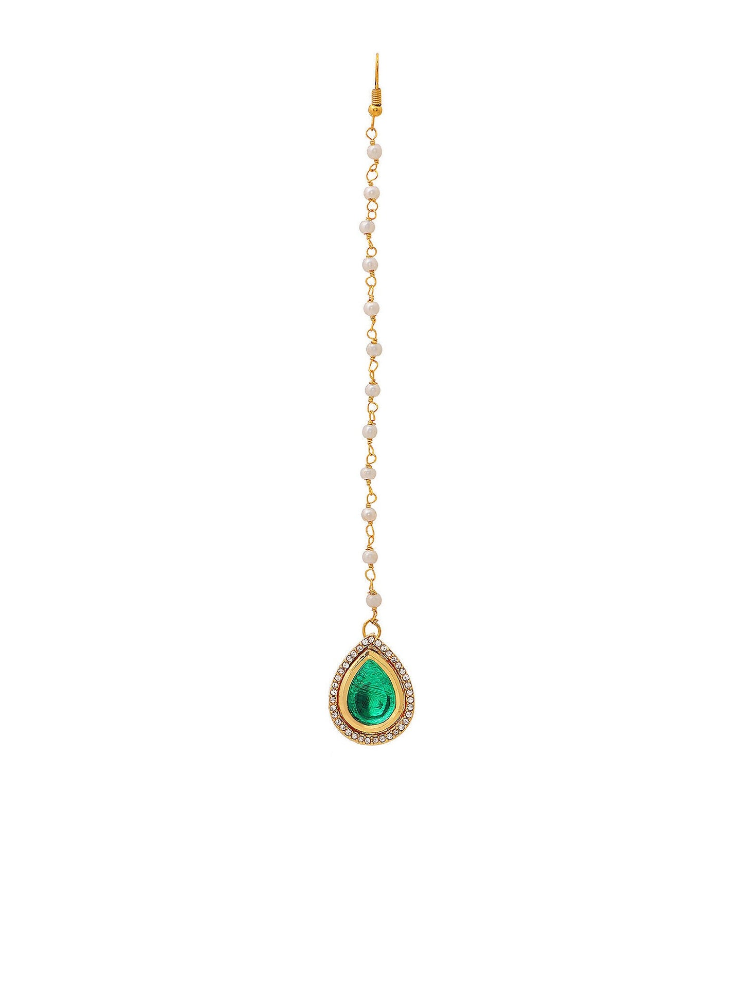 Ruby Raang Tear Drop Green Meenakari with Diamond Maang Tikka | Swadesiicart