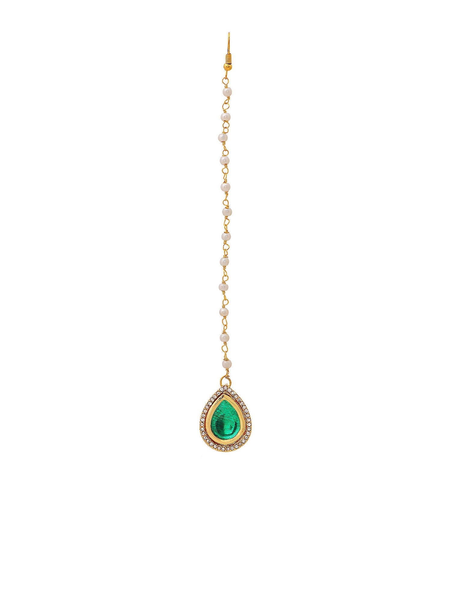 Ruby Raang Tear Drop Green Meenakari with Diamond Maang Tikka | Swadesiicart