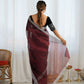 Attrctive Looking Gold Jari, Sequance Embroidery Work Twill Net Party Wear Saree - Coffee