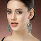 NVR Women's Silver-Plated German Silver Oxidized Jhumka Earrings | Swadesiicart
