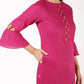 Aniyah Cotton Criss Cross Bell Sleeves Magenta Straight Kurta (AN-144K) - Swadesiicart