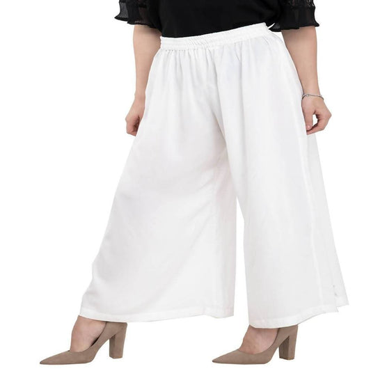 Lagi Women's White Solid Palazzo (PLZ04F) | Swadesiicart