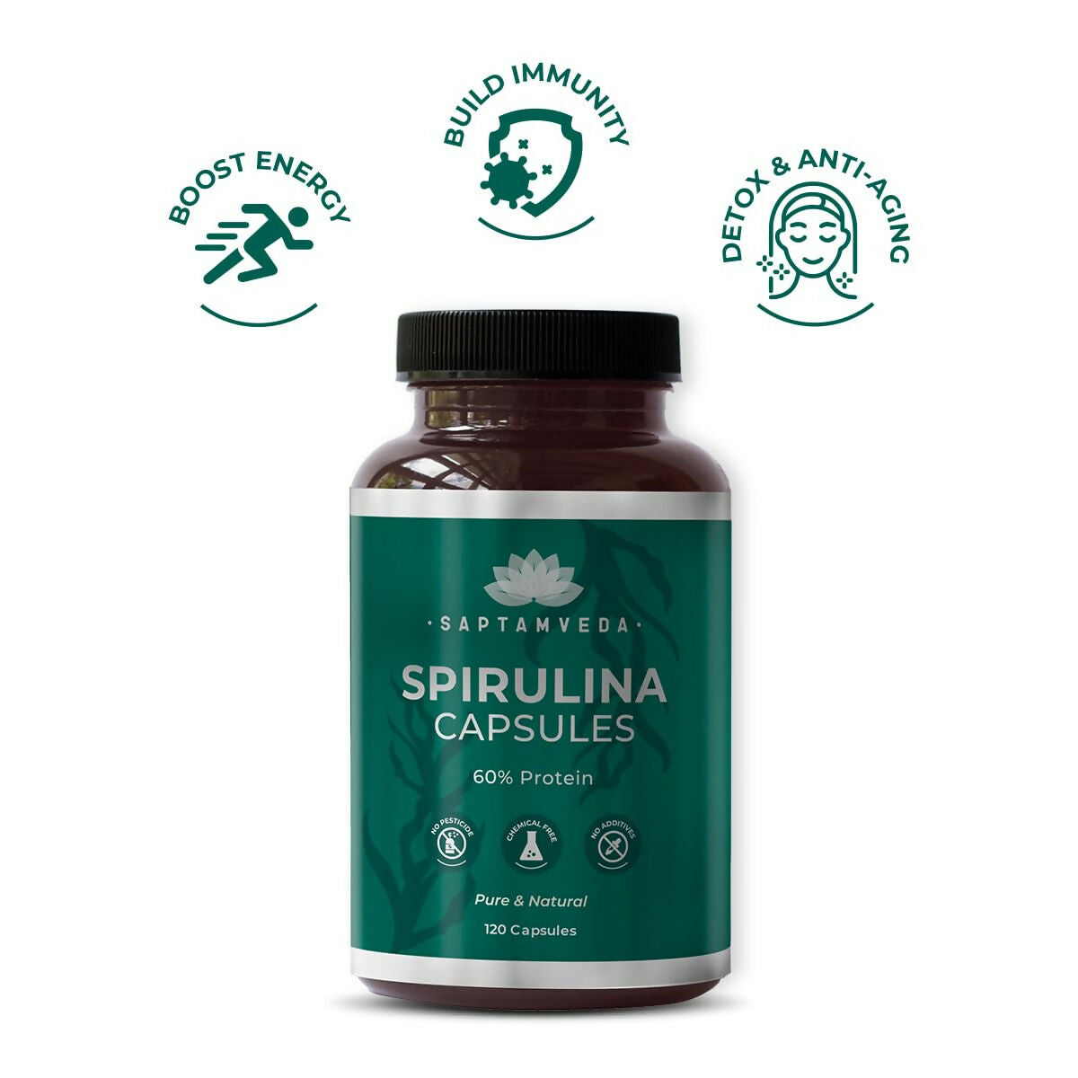 Saptamveda Spirulina Capsules | Swadesiicart