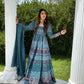 All Season Designer Blue With Multycolor Pure Maslin Gown - Anbazaar