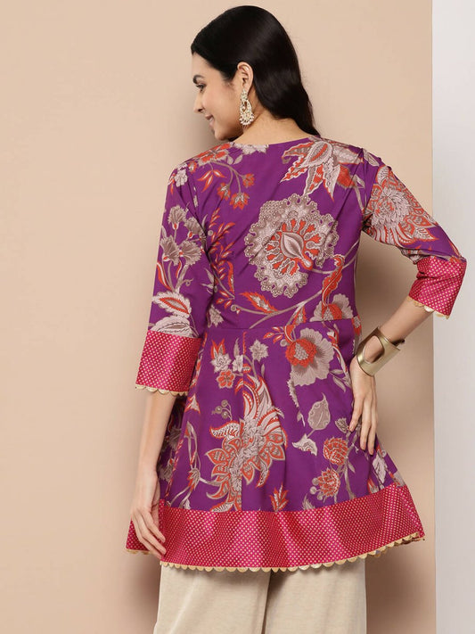 Ahalyaa Women's Traditional wear Tunic - Purple | Swadesiicart