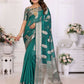 Aastha Fashion Light Green Soft Organza Silk Weaving Saree
