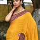 Joban Fashion Yellow Crepe Chiffon Pure Handloom Banarasi Silk Saree | Swadesiicart