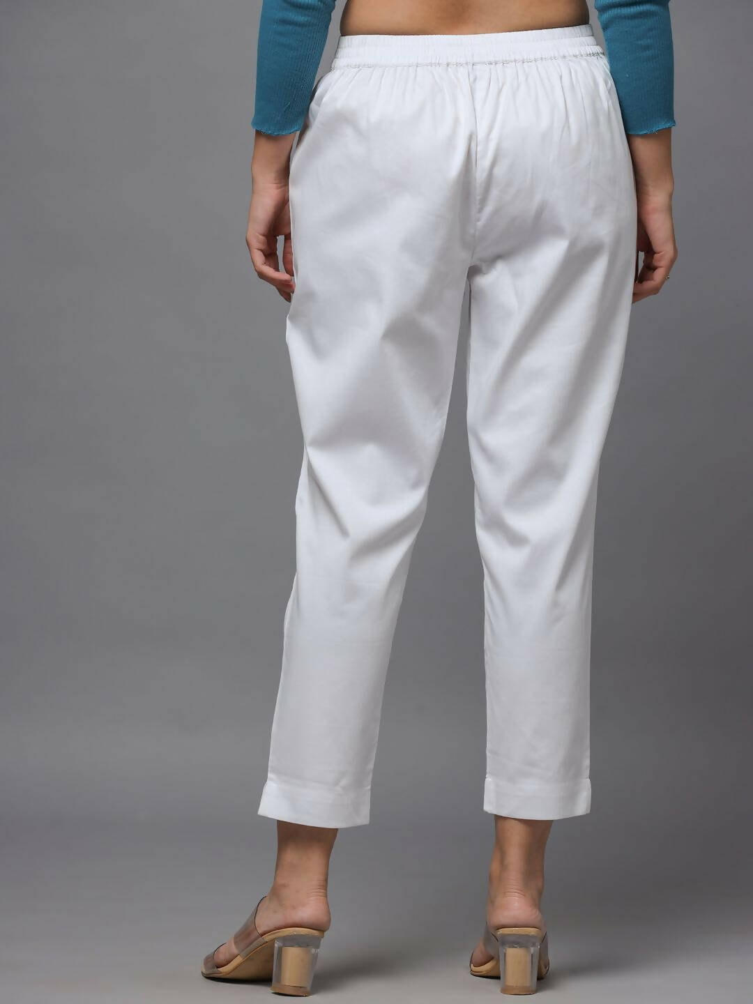 Juniper Women's White Solid Straight Slim Pant | Swadesiicart