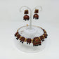 Terracotta Red and Black Choker Necklace Set Paired with Temple Earrings
