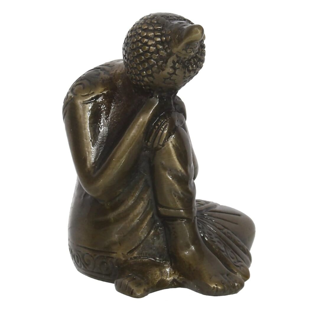eCraftIndia Brown Metal Resting Buddha Statue - Swadesiicart