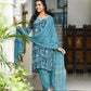 Vaasva Women's Teal Crepe Embroidered Suit Set | Swadesiicart