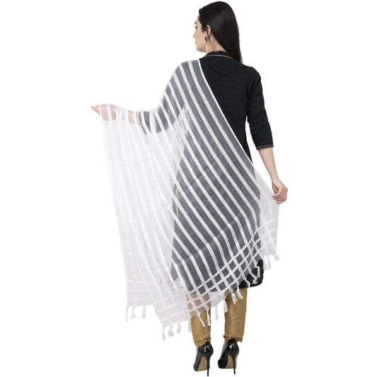 A R Silk Moti Luv Luv Stripe Regular Dupatta White Color Dupatta or Chunni | Swadesiicart