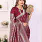 Aastha Fashion Maroon Georgette Silk Leheriya With Elegant Zari Weaving Saree