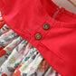 Bold N Elegant Cotton Floral Printed Ruffle Sleeve Princess Dress Frock With Fabric Hat Cap - Red