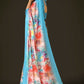 Aayaa Designer Printed Satin Saree - Multi Color
