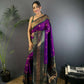 Joban Fashion Banarasi Magenta Woven Soft Silk Saree | Swadesiicart