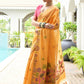 Vishnu Weaves Women's Yellow Muga Cotton Thread Weaving Saree with Blouse - Swadesiicart