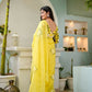 Exclusive Collection Beautiful Yellow Pure Cotton Hand Print Handloom Saree With Running Blouse Piece - Swadesiicart