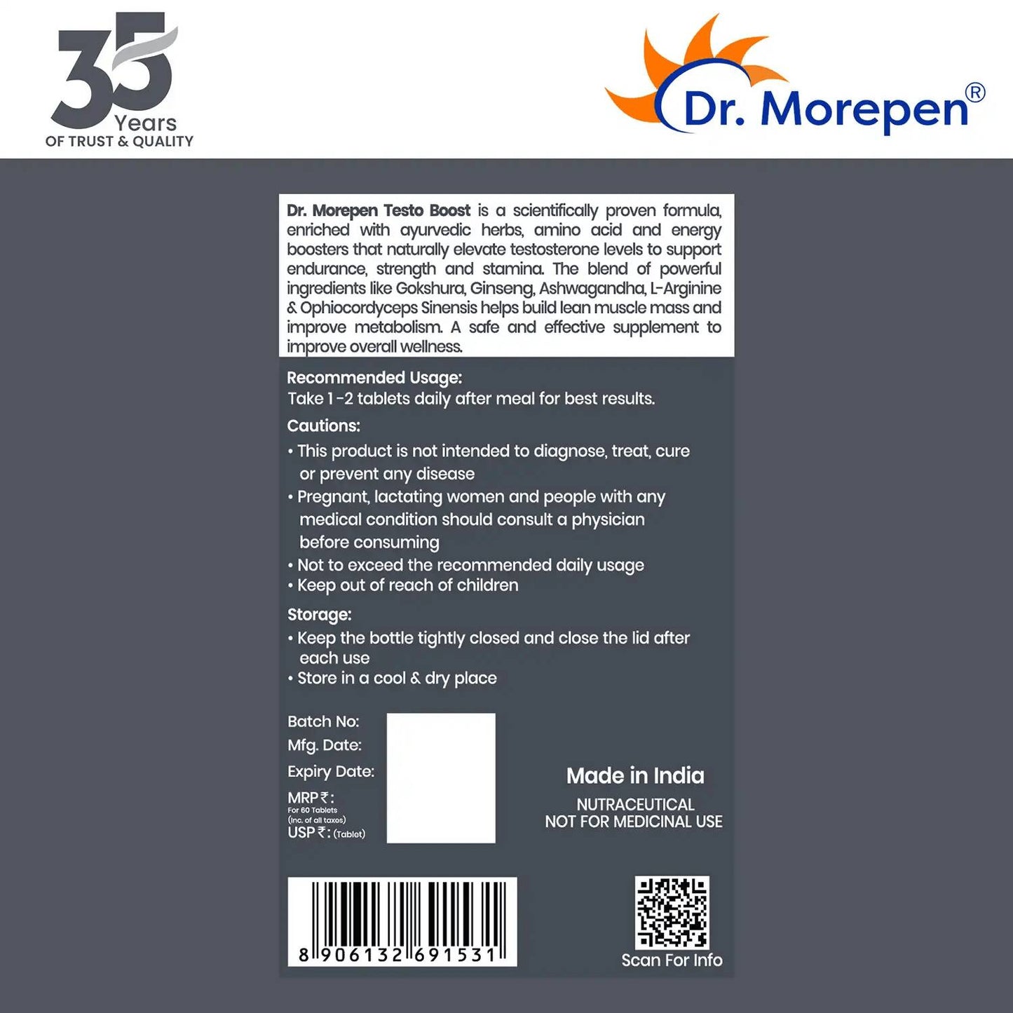 Dr. Morepen Gokshura and Testo Boost Tablets Combo for Men - Swadesiicart