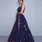 Jyoti Fashion Beautiful Navy Blue Embroidered with Mirror work Art Silk Party Wear Lehenga Choli with Dupatta | Swadesiicart