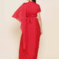 Women Republic Red Hand Embelleshed Gown With Drape | Swadesiicart
