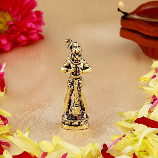 Estele Gold-Polished Hanumanji's showing Lord Rama in his Heart in standing position Idol for Home/Car Décor - Swadesiicart