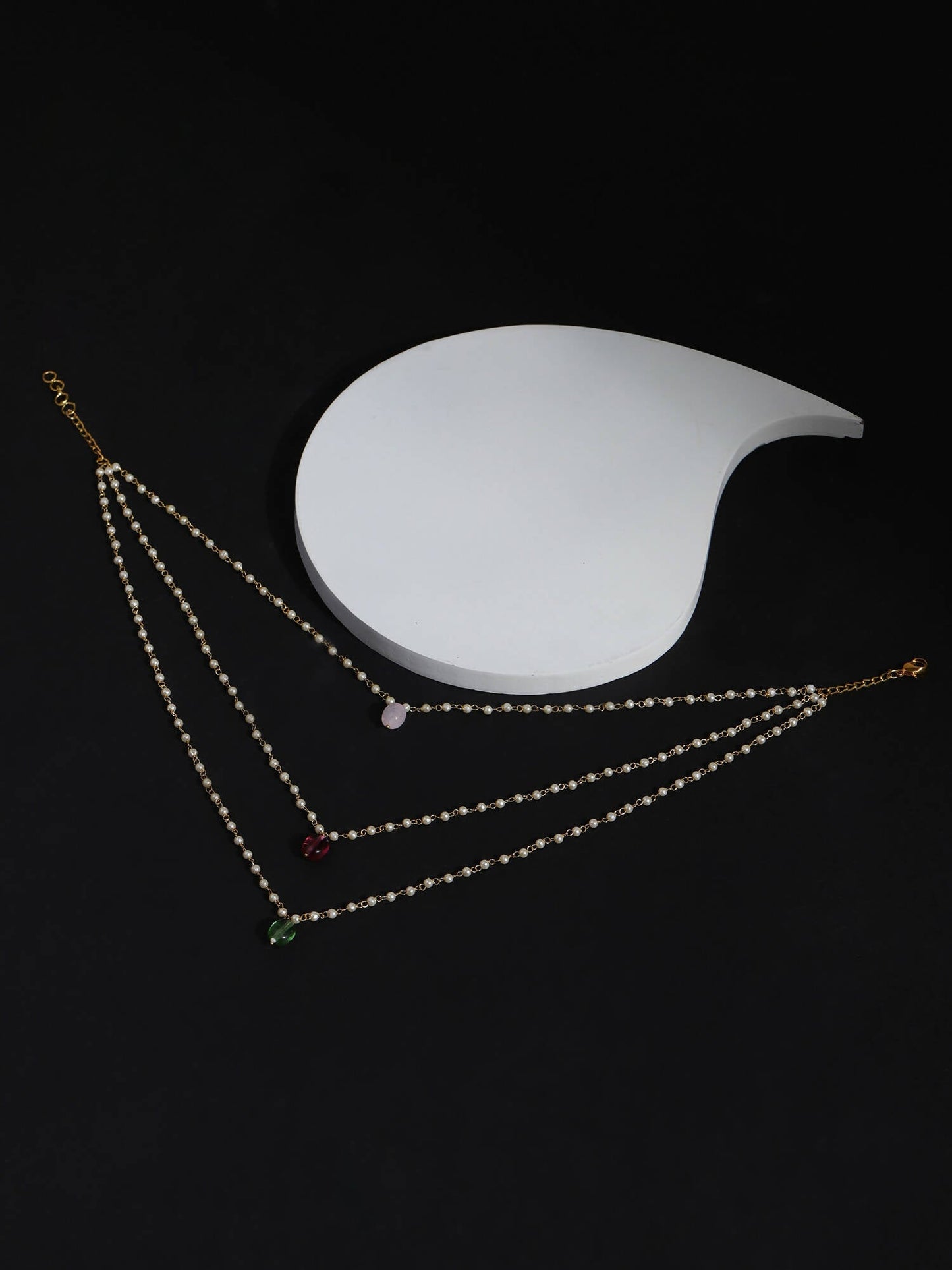 White Pink Brass Gold-Polished Necklace - Ruby Raang | Swadesiicart