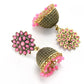 Mominos Fashion Johar Kamal Beautiful Kundan Work Jhumka With Baby Pink Beads - Swadesiicart