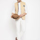 Even Apparels Beige Polyester Men's Nehru Jacket-Contrast Lining-Inbuilt Pocket Square | Swadesiicart