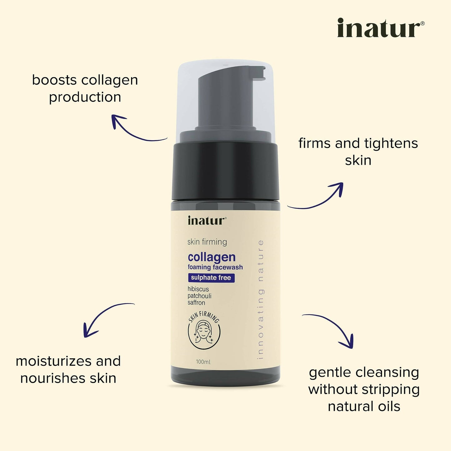 Inatur Collagen Foaming Face Wash - Swadesiicart