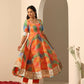 Pomcha Jaipur Orange Gul Rangbirangi Anarkali Set | Swadesiicart