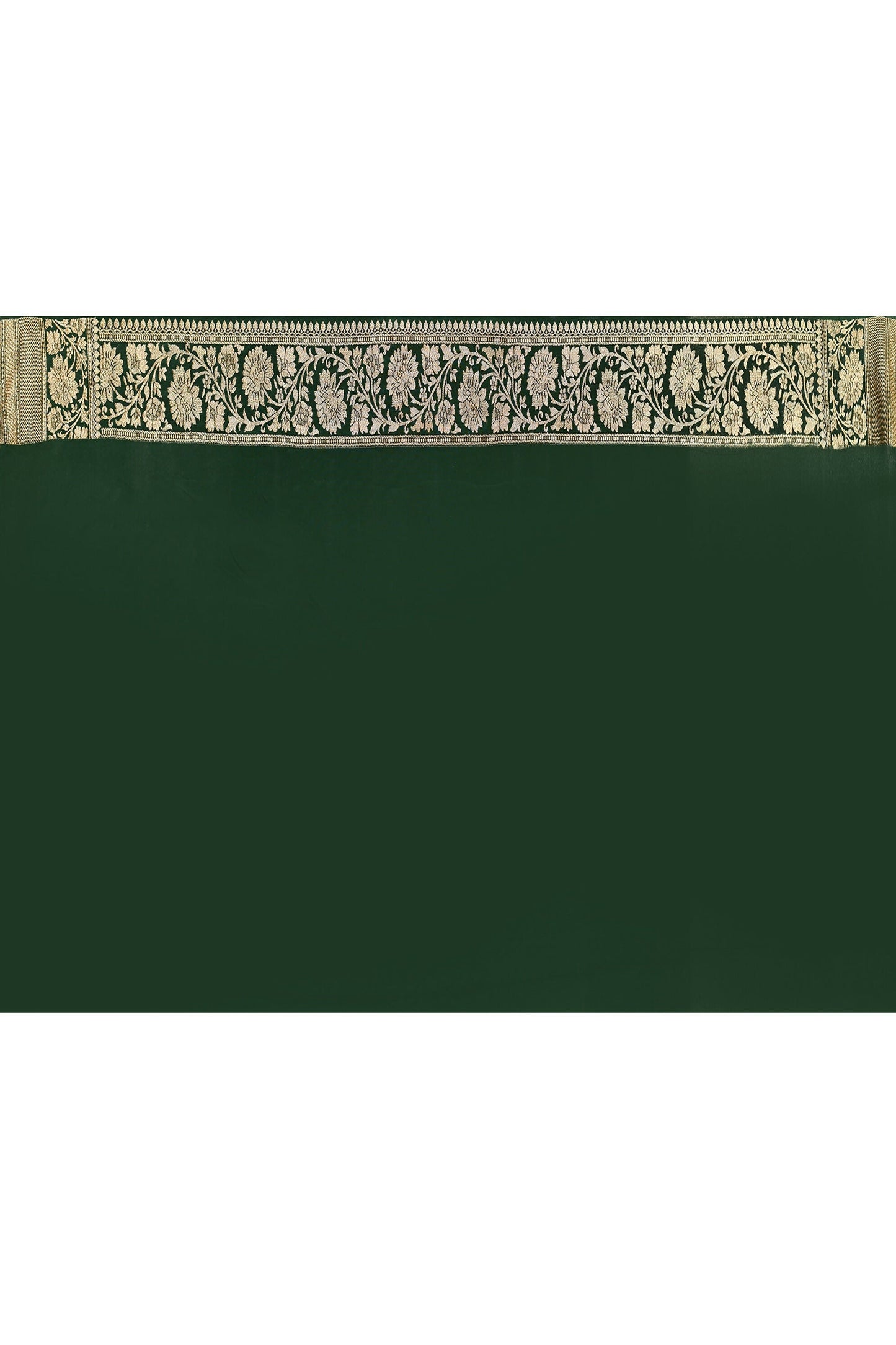 Joban Fashion Emerald Green Crepe Chiffon Pure Handloom Banarasi Silk Saree | Swadesiicart