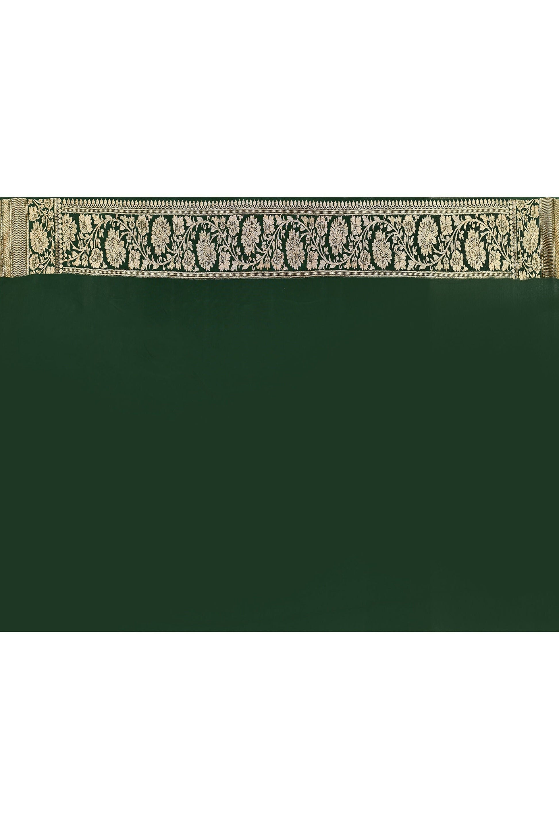 Joban Fashion Emerald Green Crepe Chiffon Pure Handloom Banarasi Silk Saree | Swadesiicart