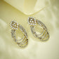Nuyug 22K Gold-Plated Floral Motif Zircon Stone Studded Teardrop Shaped Elegant Drop Dangler Earrings | Swadesiicart