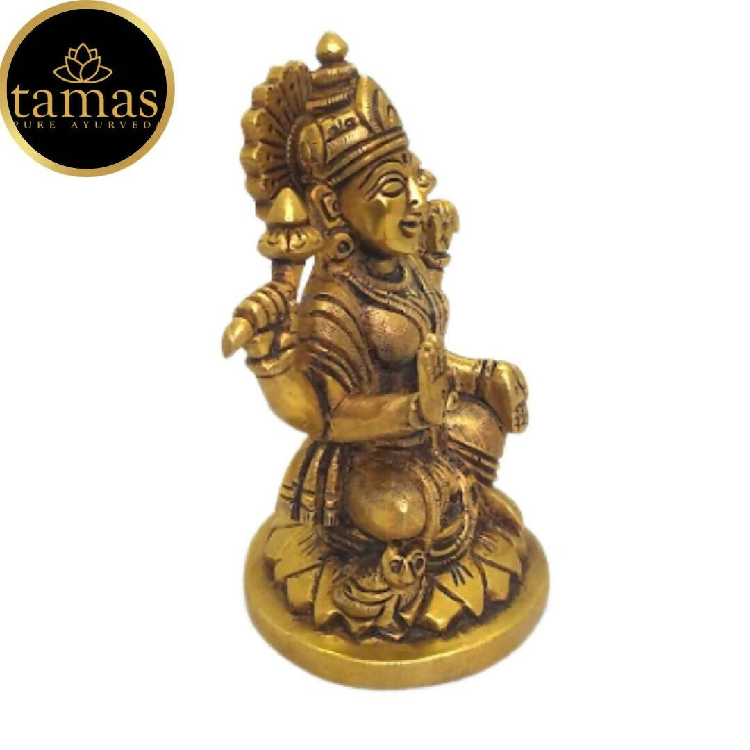 Tamas Brass Ganesh Lakshmi Statue | Golden Finish | Diwali Decor - Swadesiicart