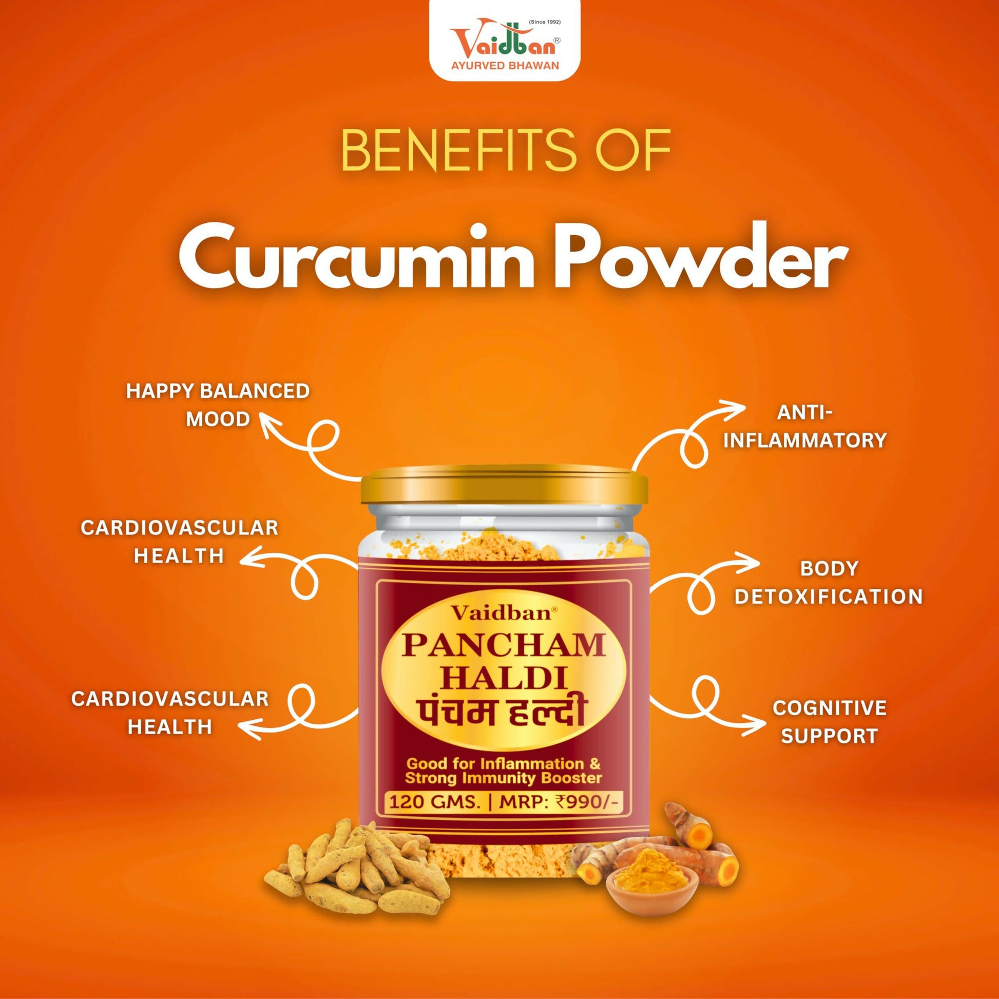 Vaidban Pancham Haldi (Organic Haldi Powder) - Swadesiicart