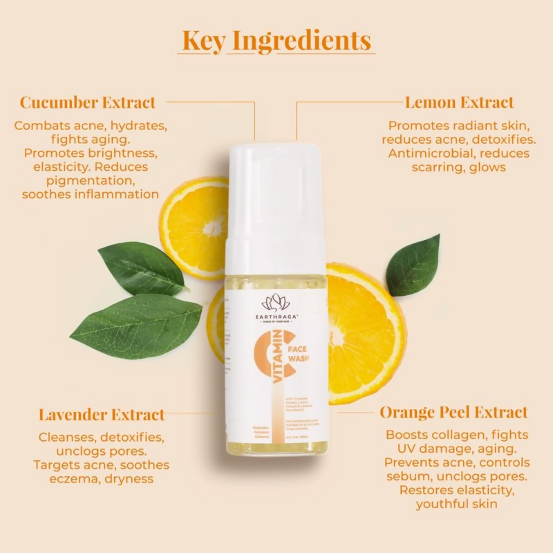 Earthraga Vitamin C Foaming Face Wash - Swadesiicart