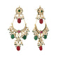 Nuyug 22K Gold Plated Crescent Kundan Drop Green Stone Chandbali Earrings | Swadesiicart