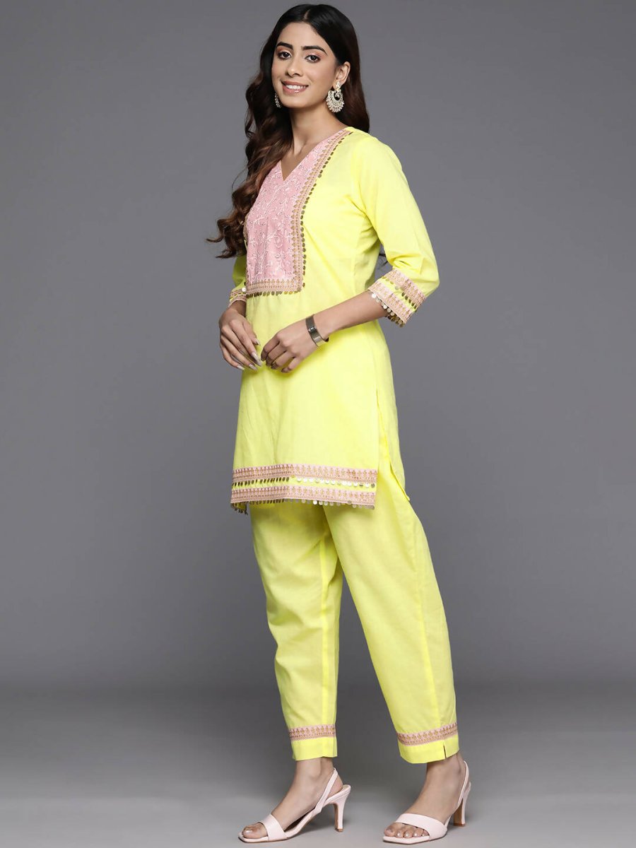 Ahalyaa Women's Traditional Wear Co-ods - Yellow | Swadesiicart