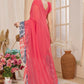 Aafreen Partywear Designer Pink Georgette Fancy Saree