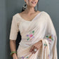 Aayaa Designer 1 min Hand Painted Ready to Wear saree - Off White | Swadesiicart