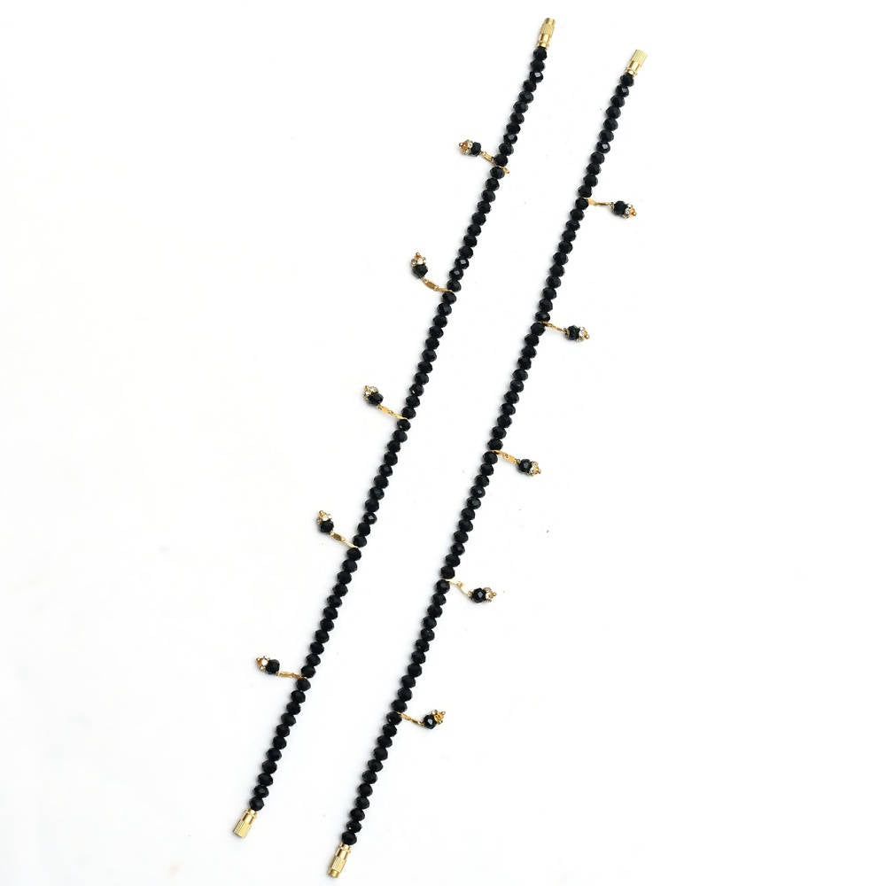 Mominos Fashion Kamal Johar Black Beads Anklets | Swadesiicart