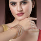 NVR Women's Set Of 4 Gold-Polished Red Kundan-Studded Traditional Bangles - Swadesiicart