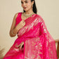 Vishnu Weaves Women's Pink Banarasi Silk Zari Woven Saree with Blouse - Swadesiicart