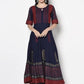 Aniyah Rayon Navy Blue Color Block Print Anarkali kurta (AN-177K)