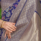 Jyoti Fashion Women's Navy Blue Kanjivaram Silk Zari Woven Saree with Blouse | Swadesiicart
