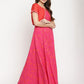 Ahalyaa Pink Crepe Orange khari Print Kurta with Jacket | Swadesiicart